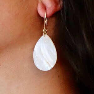 Dewdrop Natural Shell Earrings | White Shell Drop Design | Lightweight